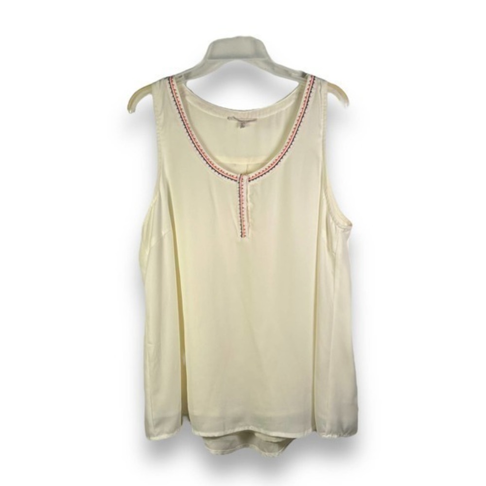 41 Hawthorn Beaded Boho Cream Sleeveless Top Size XL - "Logan"
